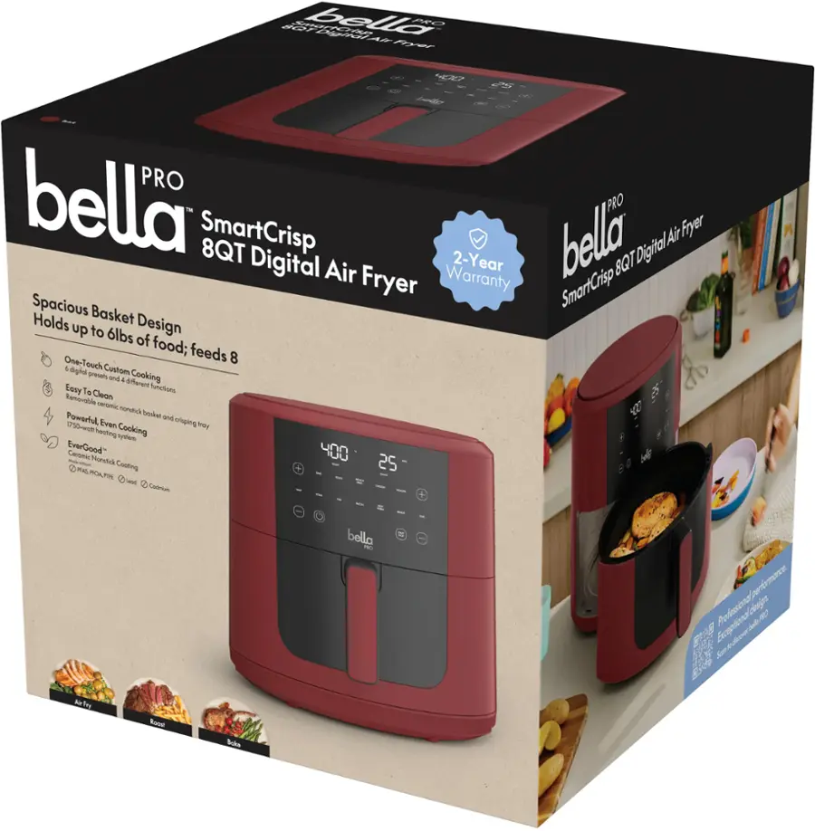 bella PRO - SmartCrisp 8-qt. Touchscreen Air Fryer - Brick