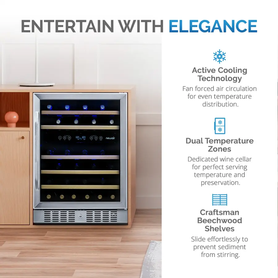 *Refurbished - NewAir 24” Built-in 46 Bottle Dual Zone Wine Cooler *PICKUP ONLY