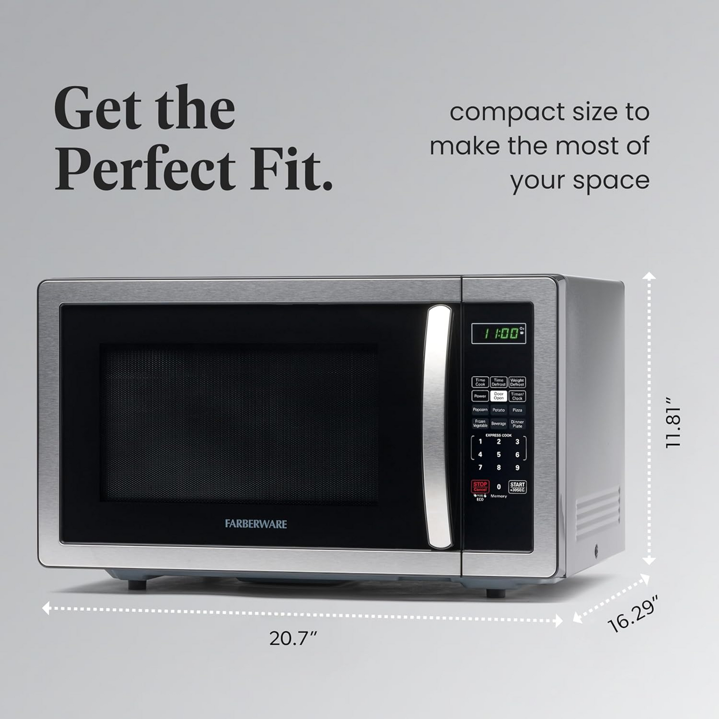 Farberware Classic 1.1 Cu.Ft. 1000-Watt Stainless Steel Microwave Oven