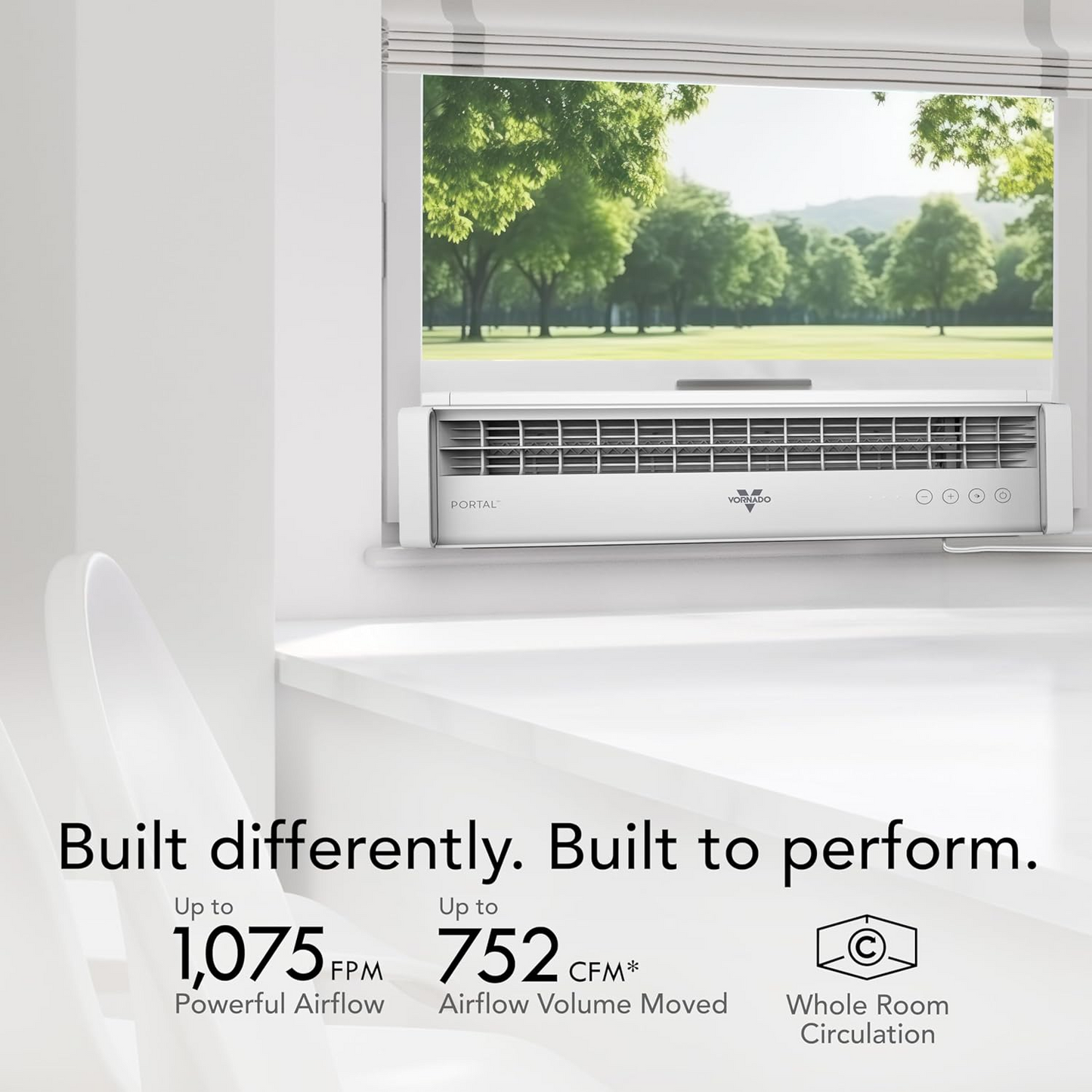 Vornado - PORTAL Window Fan with Reversible Exhaust, Weather Resistant Case - White