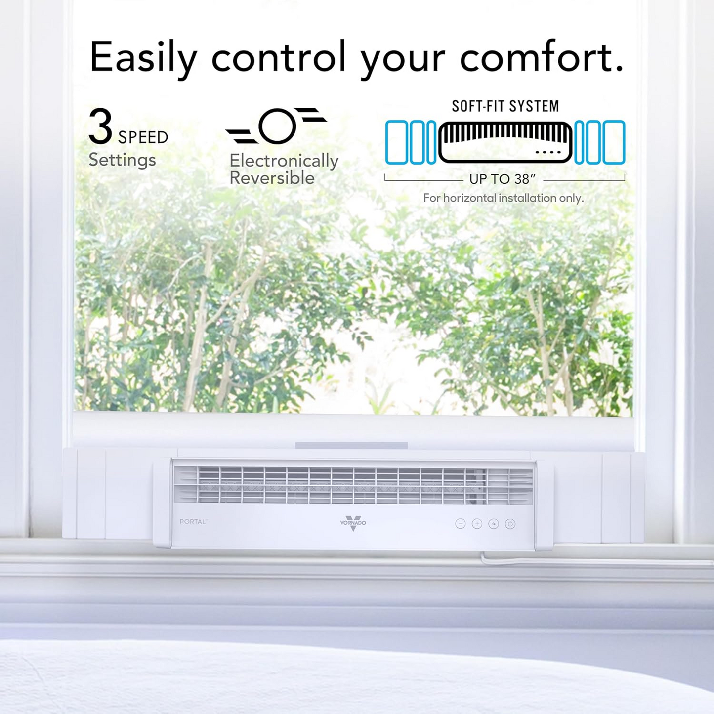 Vornado - PORTAL Window Fan with Reversible Exhaust, Weather Resistant Case - White