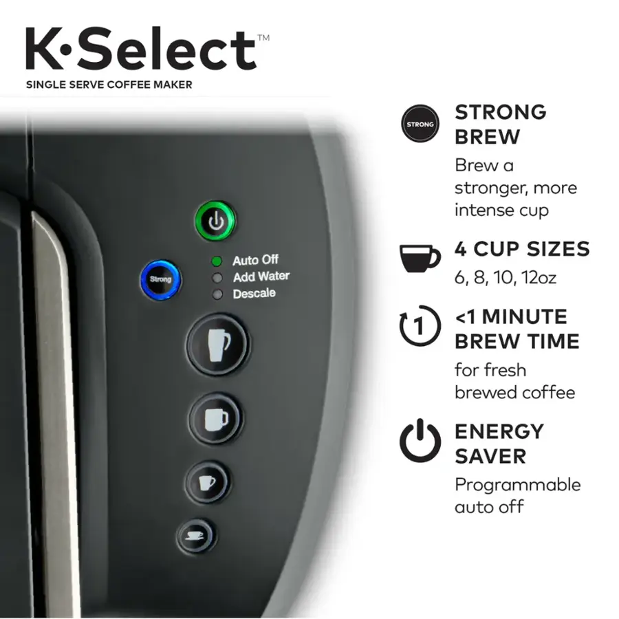 Keurig - K-Select Single-Serve K-Cup Pod Coffee Maker - Matte Black