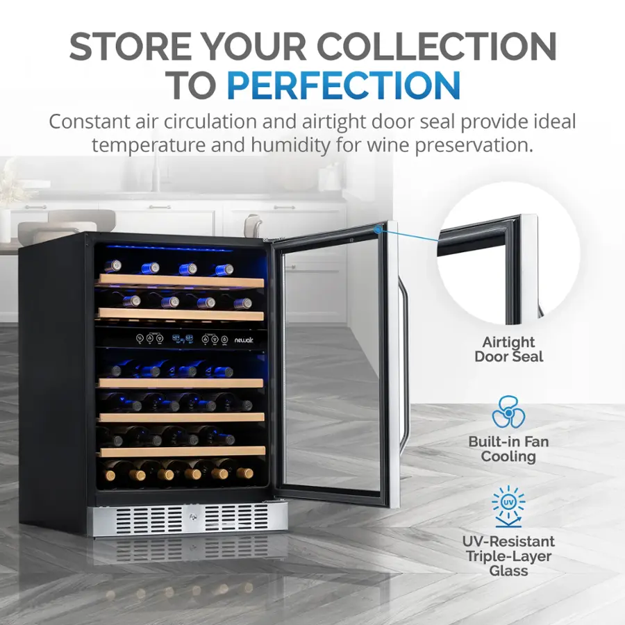 *Refurbished - NewAir 24” Built-in 46 Bottle Dual Zone Wine Cooler *PICKUP ONLY