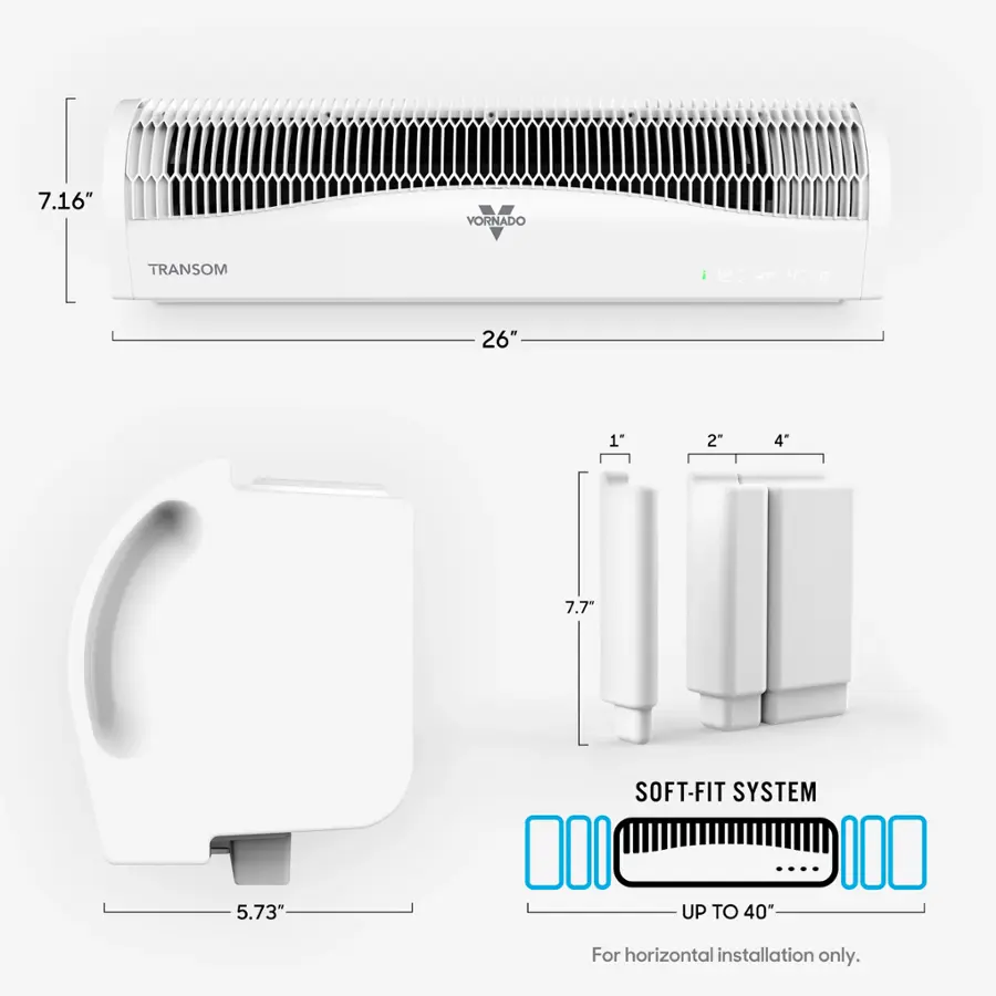 Vornado TRANSOM Window Fan W/Reversible Exhaust, Remote Control - Ice White