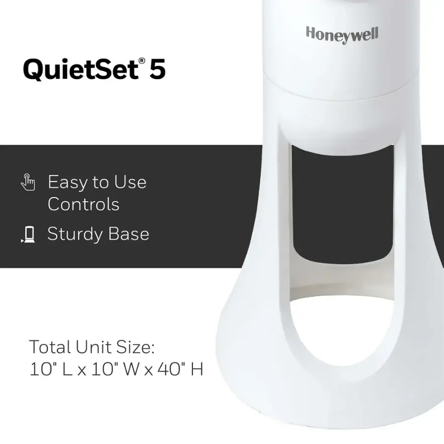 Honeywell HYF260W QuietSet 5-Speed Oscillating Tower Fan - White