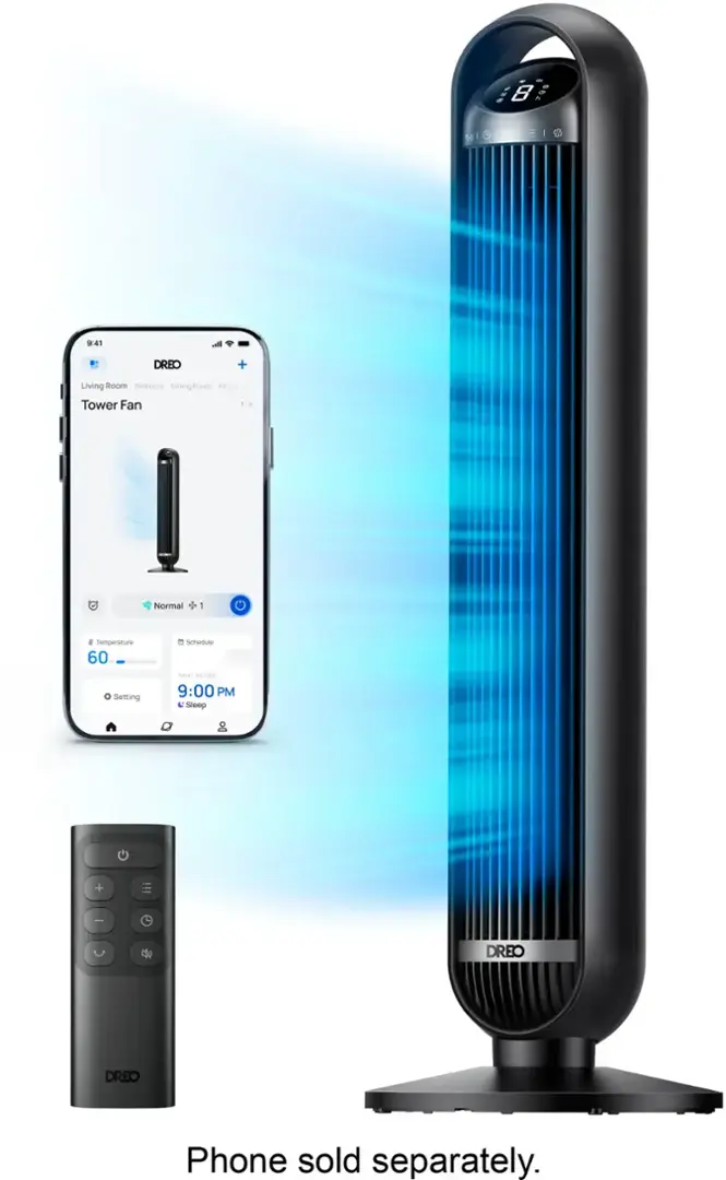 Dreo 36" Velocity Quiet Floor Fan w/Remote, 90° Oscillation, 8 Speeds, 4 Modes