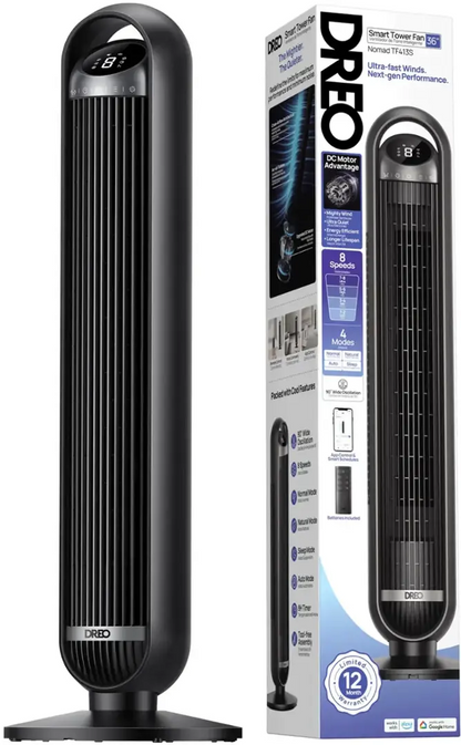 Dreo 36" Velocity Quiet Floor Fan w/Remote, 90° Oscillation, 8 Speeds, 4 Modes