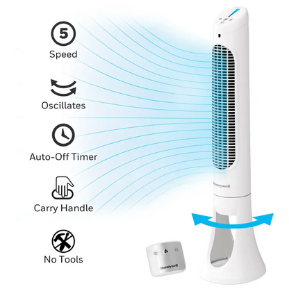 Honeywell HYF260W QuietSet 5-Speed Oscillating Tower Fan - White