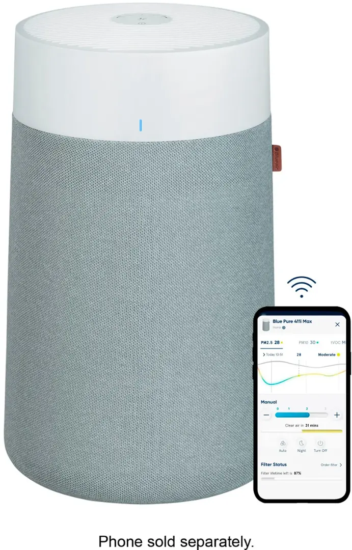 Blueair Blue Pure 411i Max 1052 Sq. Ft HEPASilent Smart Small Room Air Purifier