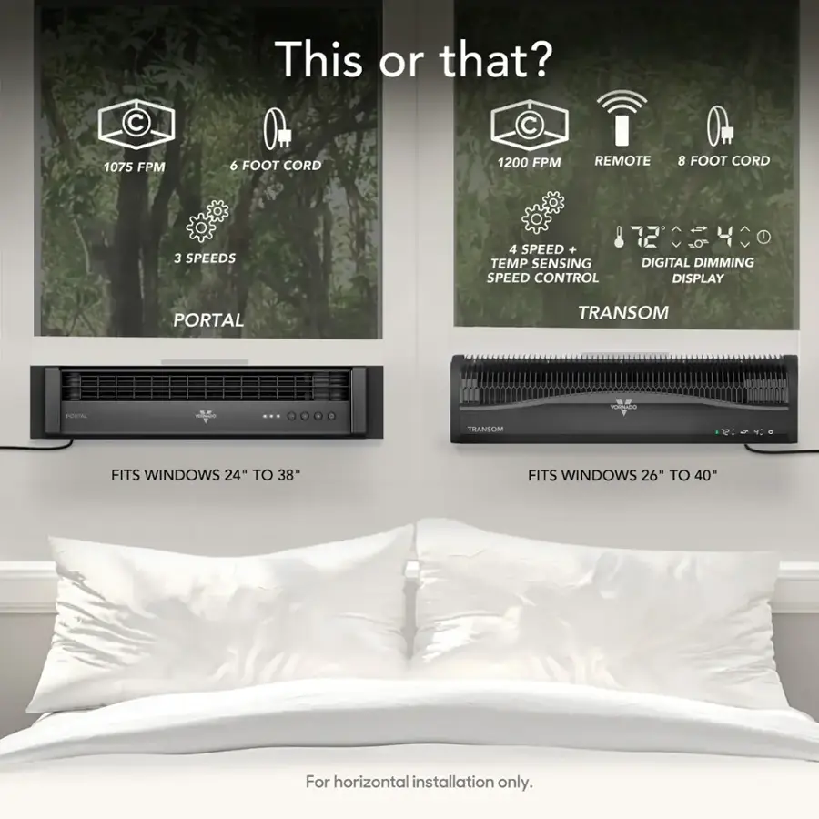 Vornado PORTAL Window Fan w/Reversible Exhaust, Weather Resistant Case - Black