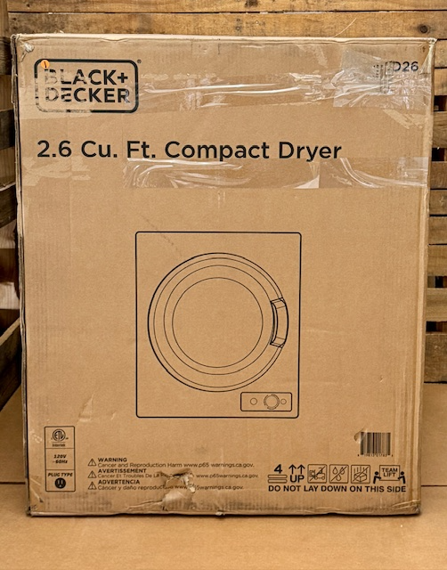 Black+Decker - 2.65 Cu.Ft. Stackable Smart Electric Dryer w/Standard Wall Outlet