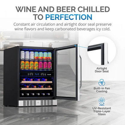 NewAir 24” Dual Zone 20 Bottle & 70 Can Wine & Beverage Fridge - PICKUP ONLY